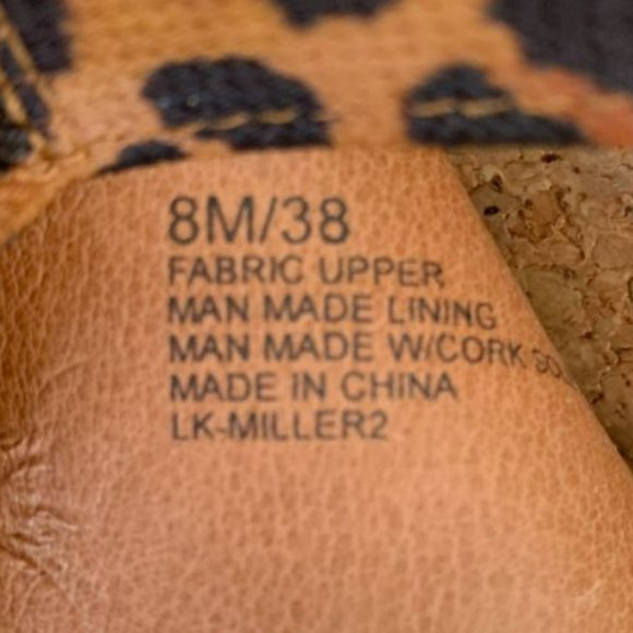 Lucky Brand Miller 2 Cork Wedge Sandals Brown Leopard Mob Wife Wedges - Picture 8 of 9